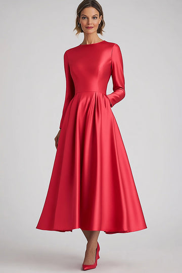 Elegancka sukienka Coral A Line Z Długim Rękawem Dla Matki Panny Młodej